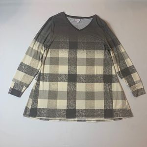 LuLaRoe Lynnae Long Sleeve Shirt Tunic Plaid L
